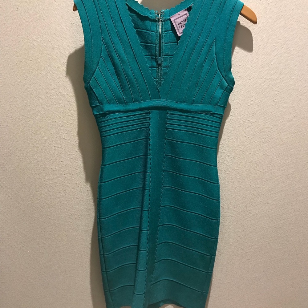 Herve Leger Teal Green Dress Mini BodyCon dress
